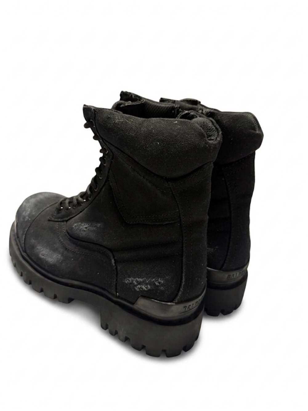 Balenciaga Black Distressed Lug-Sole Military Boots - Picture 4 of 5
